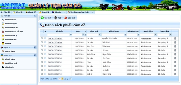 Phần mềm quản lý Cầm đồ